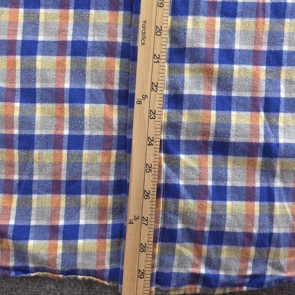 LL Bean Flannel Shirt Large Blue Yellow Plaid Long Sleeve Button Down - Picture 5 of 7